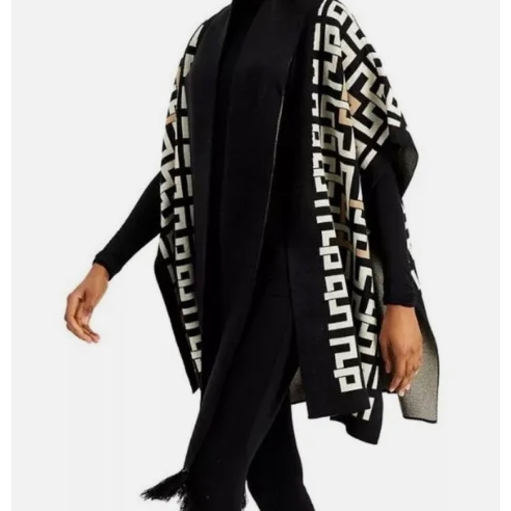 Geometric cardigan with self scarf-NEW!